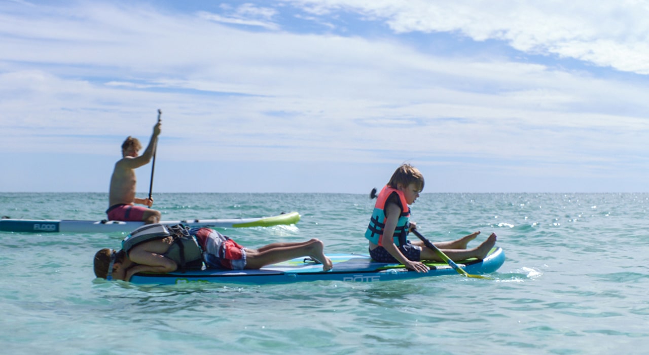 Outdoor Exploration – Paddleboarding family paddleboarding in the destin florida waters near legendary